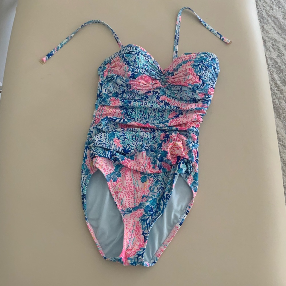 LILLY PULITZER Blue and Pink One-Piece Swimsuit